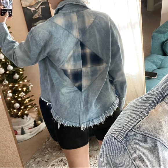 We The Free Patchwork Raw Hem Denimf Jacket - Picture 7 of 7
